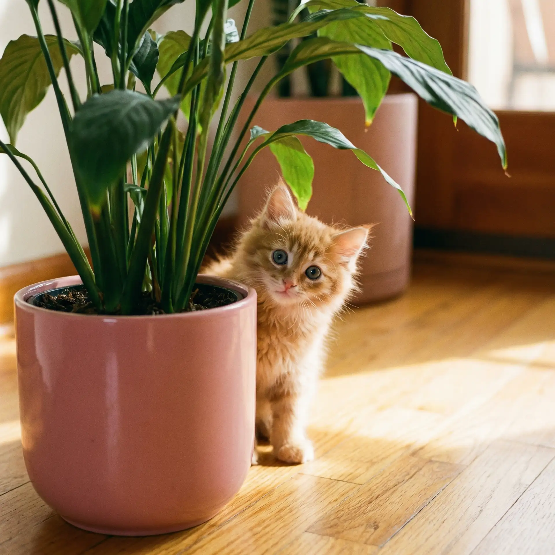 小猫从花盆后探头 - 公主往下边塞玉器